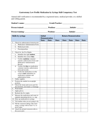 Document preview: Gastrostomy Low Profile Medication by Syringe Skill Competency Test - Wisconsin