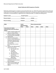 Document preview: Inhaler Medication Skill Competency Checklist - Wisconsin