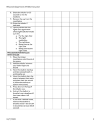 Inhaler Medication Skill Competency Checklist - Wisconsin, Page 2