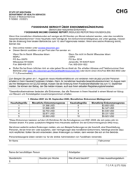 Form F-16066 &quot;Foodshare Income Change Report&quot; - Wisconsin (German)