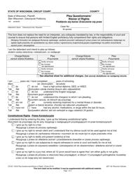 Document preview: Form CR-227 Plea Questionnaire/Waiver of Rights - Wisconsin (English/Polish)