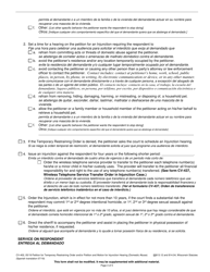 Form CV-402 Petition for Temporary Restraining Order and/or Petition and Motion for Injunction Hearing - Wisconsin (English/Spanish), Page 4