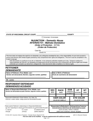 Form CV-404 Injunction - Domestic Abuse - Wisconsin (English/Spanish)