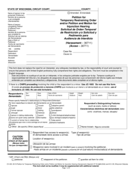 Document preview: Form CV-405 Petition for Temporary Restraining Order and/or Petition and Motion for Injunction Hearing - Wisconsin (English/Spanish)