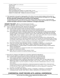 Form CV-412 Petition for Temporary Restraining Order and/or Petition and Motion for Injunction Hearing - Wisconsin (English/Spanish), Page 3