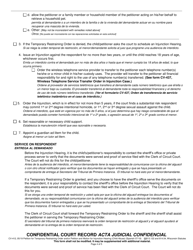 Form CV-412 Petition for Temporary Restraining Order and/or Petition and Motion for Injunction Hearing - Wisconsin (English/Spanish), Page 4