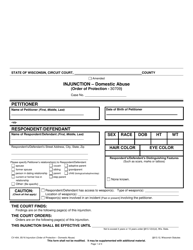 Form CV-404 Injunction - Domestic Abuse - Wisconsin