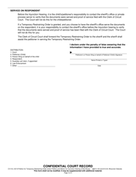 Form CV-412 Petition for Temporary Restraining Order and/or Petition and Motion for Injunction Hearing (Child Abuse) - Wisconsin, Page 3