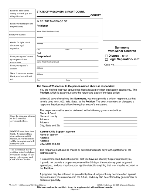 Form FA-4104V  Printable Pdf