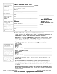 Form FA-4104V Summons With Minor Children - Wisconsin