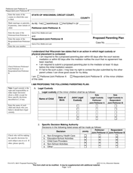Form FA-4147V Proposed Parenting Plan - Wisconsin