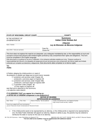 Form IW-1720 Summons - Indian Child Welfare Act - Wisconsin (English/Spanish)