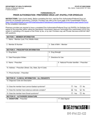 Form F-02433 &quot;Prior Authorization/Preferred Drug List (Pa/Pdl) for Epidiolex&quot; - Wisconsin