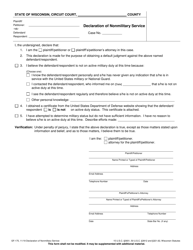 Document preview: Form GF-175 Declaration of Nonmilitary Service - Wisconsin