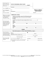 Document preview: Form SC-5130V Affidavit of Mailing (Small Claims) - Wisconsin