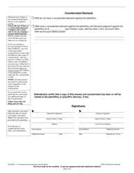 Form SC-5200V Answer and Counterclaim (Small Claims) - Wisconsin, Page 2