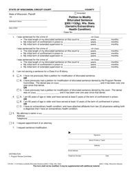 Document preview: Form CR-254 Petition to Modify Bifurcated Sentence 302.113(9g), Wis. Stats (Geriatric/Extraordinary Health Condition) - Wisconsin