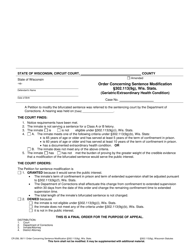 Document preview: Form CR-256 Order Concerning Sentence Modification 302.113(9g), Wis. Stats. (Geriatric/Extraordinary Health Condition) - Wisconsin