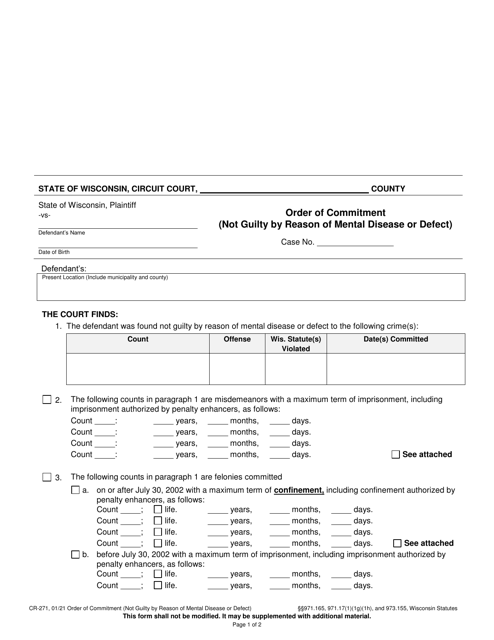 Form CR-271  Printable Pdf