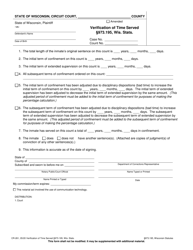 Form CR-261 Verification of Time Served 973.195, Wis. Stats. - Wisconsin