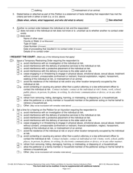 Form CV-428 Petition for Temporary Restraining Order and/or Petition and Motion for Injunction Hearing (Individual at Risk) - Wisconsin, Page 2