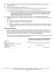 Form CV-428 Petition for Temporary Restraining Order and/or Petition and Motion for Injunction Hearing (Individual at Risk) - Wisconsin, Page 3