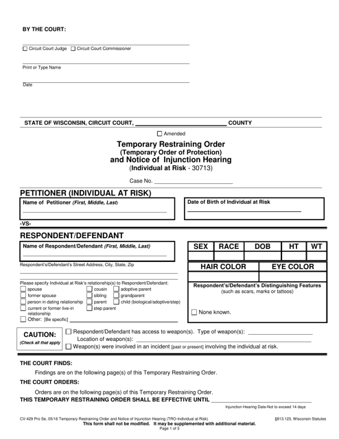 Form CV-429  Printable Pdf