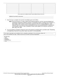 Form CV-803 Order to Surrender Firearms and Notice of Firearm Surrender Hearing - Wisconsin, Page 2