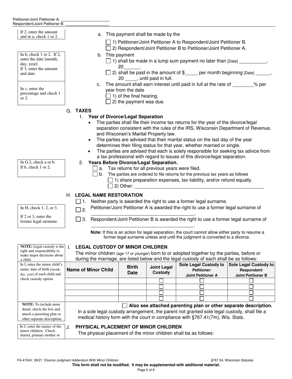 Form FA-4154V - Fill Out, Sign Online and Download Printable PDF ...