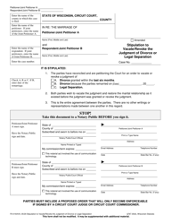 Document preview: Form FA-4164VA Stipulation to Vacate/Revoke the Judgment of Divorce or Legal Separation - Wisconsin