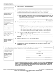 Form FA-4178V Notice of Motion and Motion to Relocate With Minor Children - Wisconsin, Page 2