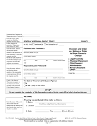Form FA-4175V Decision and Order on Motion or Order to Show Cause to: Change of Legal Custody, Physical Placement, Child Support, Maintenance, Other - Wisconsin