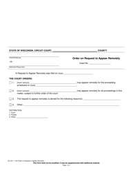 Form GF-307 Order on Request to Appear Remotely - Wisconsin