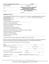 Document preview: Form GN-3121 Certificate of Service on Individual (Guardianship, Protective Placement or Protective Services) (Adult Guardianship) - Wisconsin