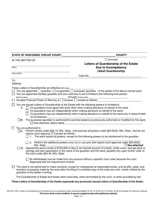 Form GN3210 Download Printable PDF or Fill Online Letters of
