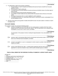 Form GN-3620 Order on Petition for Approval Prior to Exercise of Powers Over the Estate of a Married Ward (Minor and Adult Guardianship) - Wisconsin, Page 2