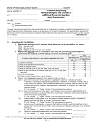 Document preview: Form GN-3644 Statement Requesting Removal of Rights and Transfer of Additional Powers to Guardian (Adult Guardianship) - Wisconsin