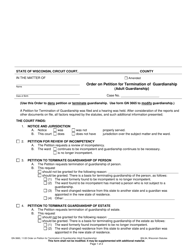 Form GN-3660 Order on Petition for Termination of Guardianship (Adult Guardianship) - Wisconsin