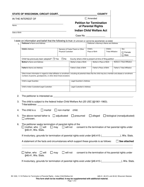 Form IW-1630  Printable Pdf