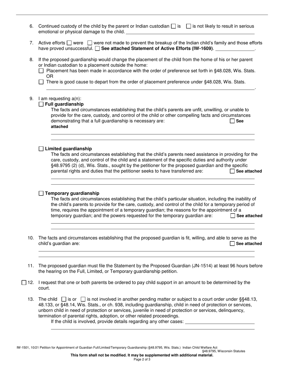 Form IW-1501 - Fill Out, Sign Online and Download Printable PDF ...