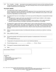Form IW-1711 &quot;Order for Temporary Physical Custody (Secure/Nonsecure) - Indian Child Welfare Act&quot; - Wisconsin, Page 3