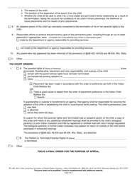Form IW-1638 Order Concerning Termination of Parental Rights (Voluntary) - Indian Child Welfare Act - Wisconsin, Page 2