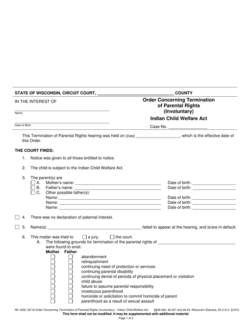 Form IW-1639  Printable Pdf