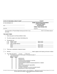 Form IW-1639 Order Concerning Termination of Parental Rights (Involuntary) - Indian Child Welfare Act - Wisconsin