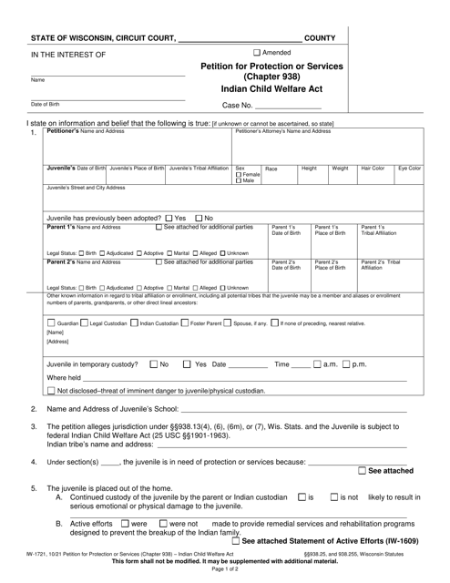 Form IW-1721  Printable Pdf