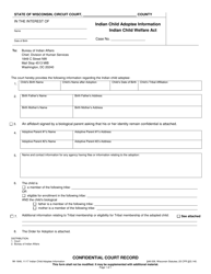 Document preview: Form IW-1649 Indian Child Adoptee Information - Indian Child Welfare Act - Wisconsin