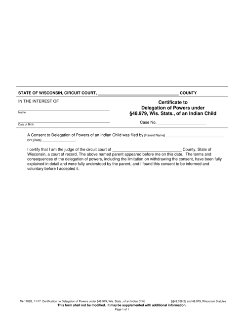 Form IW-1783B  Printable Pdf