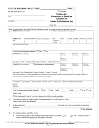 Form IW-1610 Petition for Protection or Services (Chapter 48) - Indian Child Welfare Act - Wisconsin