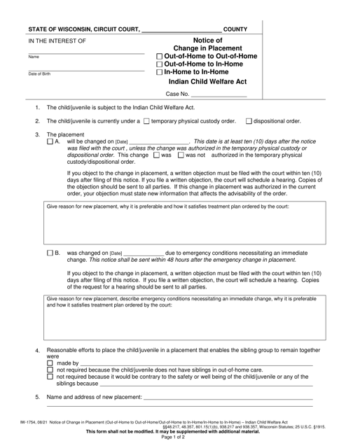 Form IW-1754  Printable Pdf