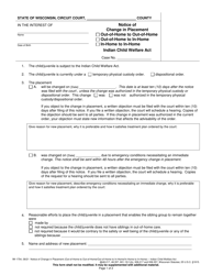 Form IW-1754 Notice of Change in Placement (Out-Of-Home to out-Of-Home/Out-Of-Home to in Home/In-home to in-Home) - Indian Child Welfare Act - Wisconsin